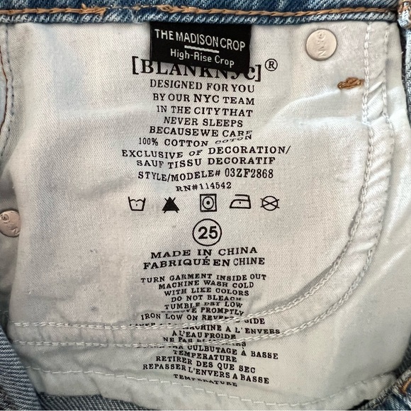 BLANK NYC The Madison Crop, Digital Print, High Waist, Raw Hem Jeans, Sz 25 - Picture 9 of 9